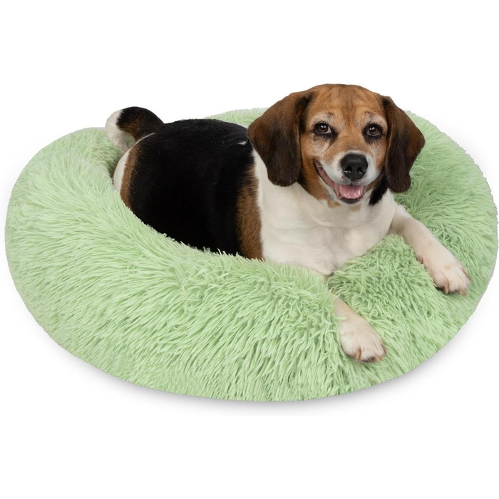 Кругле собаче ліжко Normani для великих та маленьких собак - ергономічна подушка-бублик. Собача лежанка з високим бортиком (М'ята, 100x100x28 см)