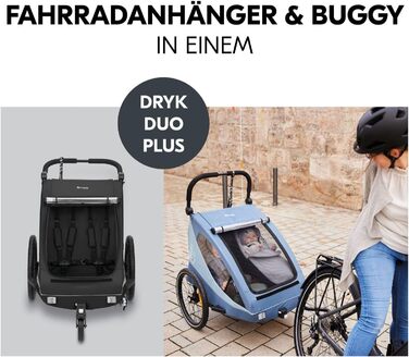 Фарм-причіп Hauck Dryk Duo Plus Set для 2 дітей з люлькою, тентом та дощем. Складається, з підвіскою та функцією коляски (Чорний)