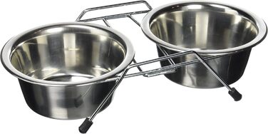 Підставка для мисок для тварин Kerbl, 2x1800 мл, нержавіюча сталь, для котів та собак