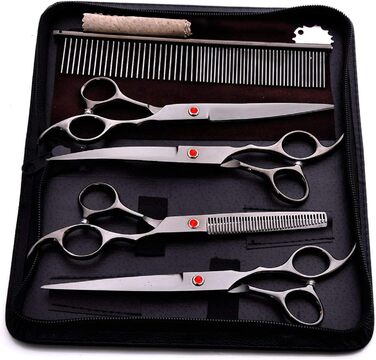 Набір професійних ножиць для грумінгу собак, ножиці для шерсті собак, ножиці для стрижки кігтів собак і котів (титан, нержавіюча сталь)