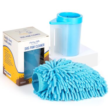 Очисник лап для собак PeppyPup, маленький з ручкою – мийка лап для собак, мікрофібровий рукавичка для сушіння, для собак малих порід (Бігль, Тер'єр)