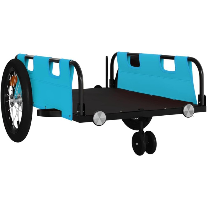 Причеп для собак, причеп-перевозник для тварин, блакитний, з оксфордської тканини та металу. Підходить для покупок, відпочинку, велопрогулянок. Легко встановлюється.