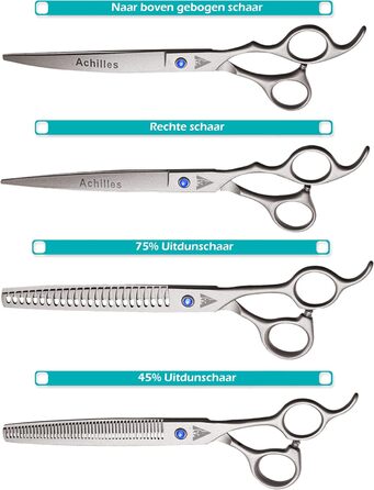 Набір професійних ножиць для грумінгу собак Achilles – 17,8 см, для догляду за шерстю
