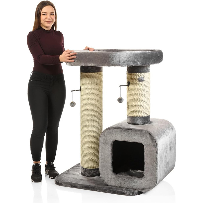 Дряпак для котів CanadianCat Milton, сірий, Ø20 см, 95x60x114 см