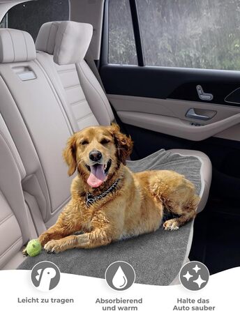 Рушник для собак з мікрофібри, халат для собак, швидковисихаючий, з регульованим коміром на липучці, для великих, середніх та маленьких собак/котів (Сірий, M)