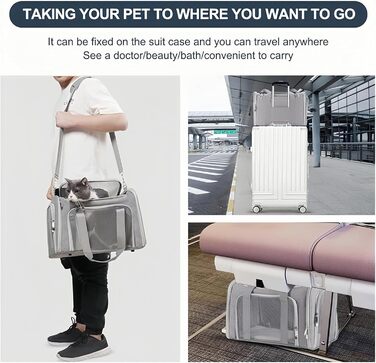 Транспортна сумка HOCLAUHO для кота та собаки, велика, портативна, складна, дихаюча, для подорожей, чорна