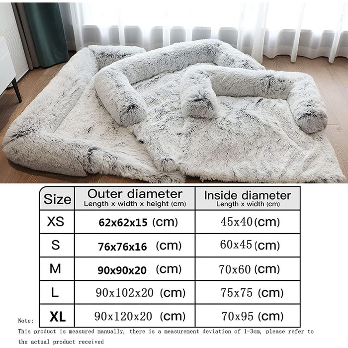 М'яка плюшева лежанка для собак, диван, заспокійлива лежанка, ультрам'яке хутро, лежанка для домашніх тварин, м'яка, миється, пухка ковдра, подушка, чохол на меблі, захист, лежанка для собак та котів (XL)