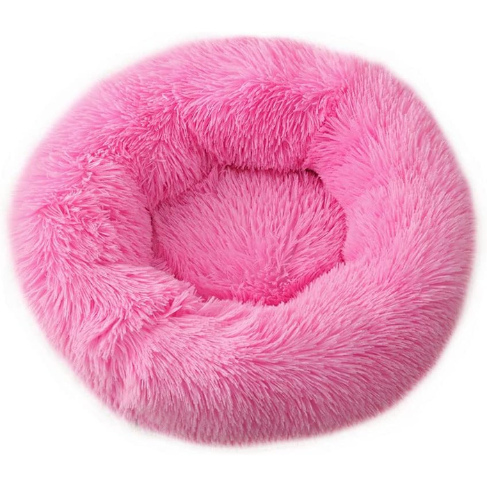 Кругле ліжко для собак Chickwin: м'яке, плюшеве, тепле, 80 см, рожеве