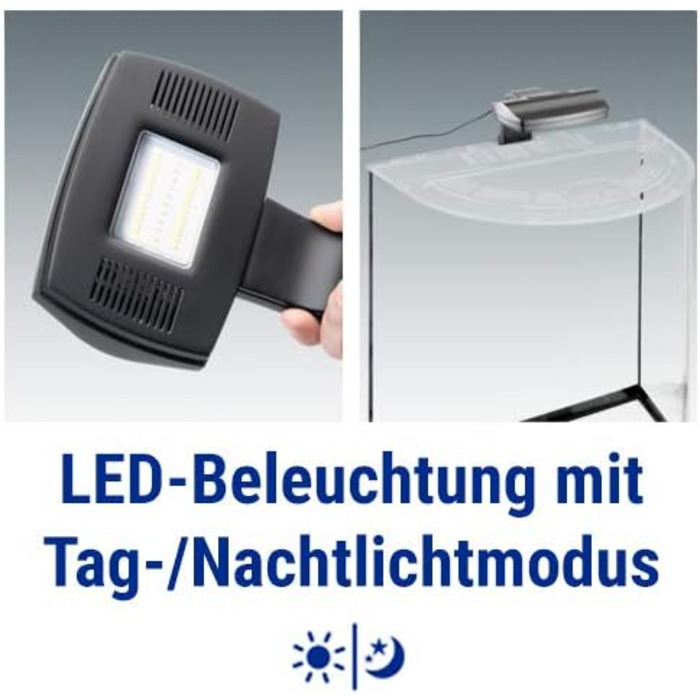 Акваріум Tetra Explorer Line 60 л, комплект: LED-освітлення, обладнання, корм і засоби догляду, вигнута передня стінка, чорний колір