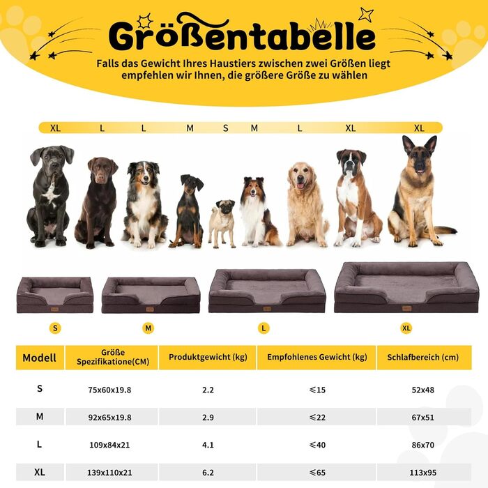Ортопедичне ліжко для собак великих порід 139x110x21 см, з високощільним губчатим наповнювачем, для здорових суглобів, знімний водонепроникний чохол, зручне, неслизьке, коричневе XL