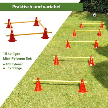 Набір перешкод TRUTZHOLM для собак 15-ти частинний, 23 см, регульована висота, Agility Set, аксесуари для тренувань, Hobby Horsing, червоний