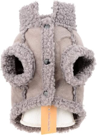 Тепла куртка для собак та котів SMALLLEE_LUCKY_STORE з флісовою підкладкою, зимовий одяг з кільцем D, для маленьких собак, чихуахуа, йоркширських терьєрів, тепла куртка сірого кольору, розмір L