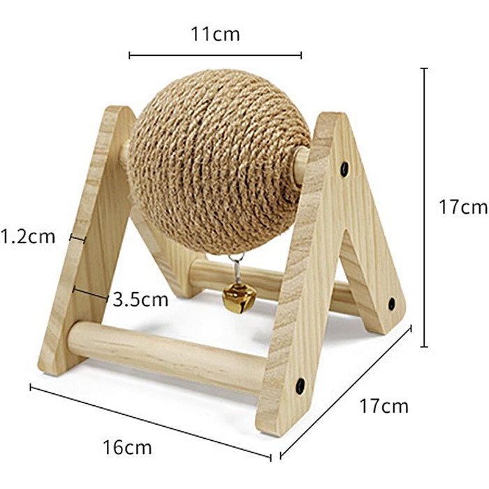 Іграшка для котів та собак Namvo Kratzball - кігтеточка з сизалю з вушками, проти нудьги