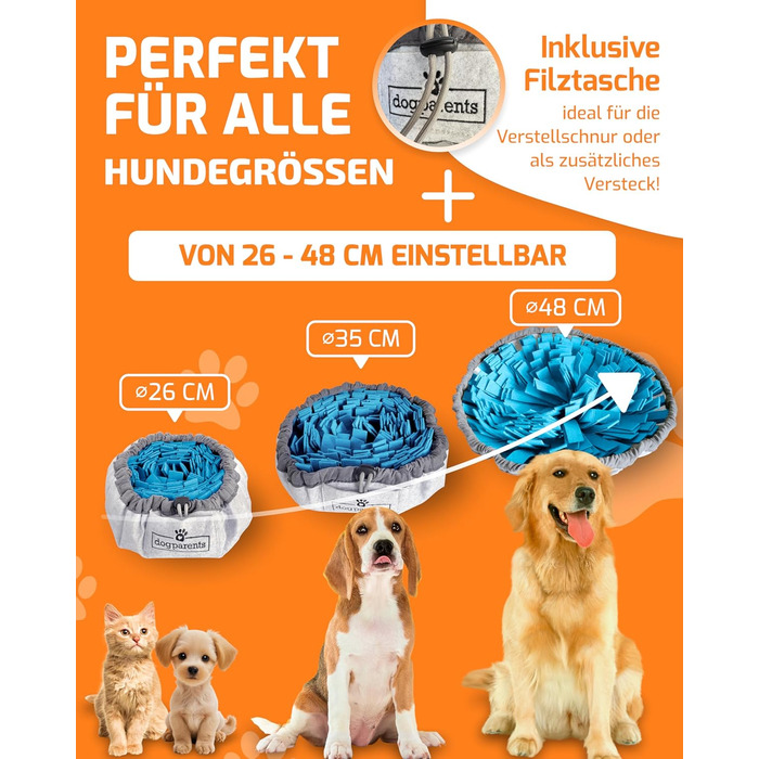 DOGPARENTS® нюхальний килимок для собак малих і великих, міцна синя іграшка-килимок для занять і пошукових ігор