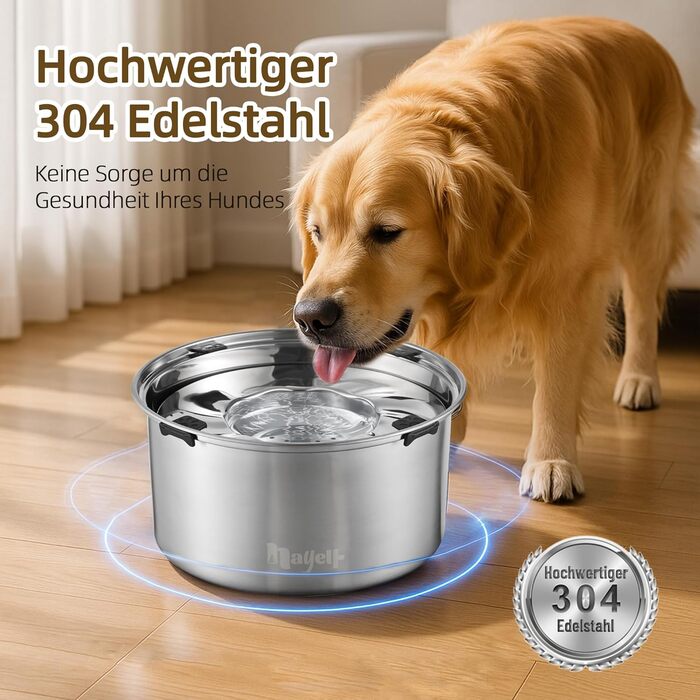 Нержавійна миска для собак великих і середніх порід 5.6л, проти протікання, для води, миска для собак, можна мити в посудомийній машині