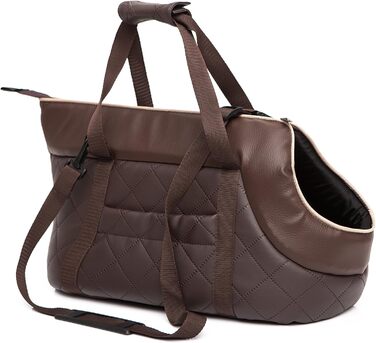 Сумка-переноска для собак та котів з екошкіри, до 2,5 кг, коричнева