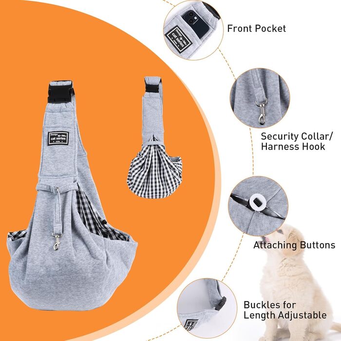 Сумка-кенгуру для собак NiCoLa: переноска для цуценят, чихуахуа, пуделів, бішон фрізе та інших домашніх тварин. Ідеально для прогулянок, подорожей та відвідування місць. Колір: сірий/чорний