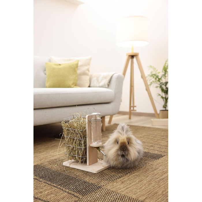 Станція для їжі та води для тварин Kerbl, годівниця для гризунів, 22,5x15,5x27 см, дерево, для внутрішнього та зовнішнього використання