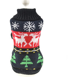 Теплий зимовий светр для собак на Новий рік з оленем, чорного кольору, розмір S (обхват грудей 34,8 см), для дрібних та середніх порід (Даксель)