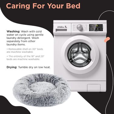 Ліжко-гніздо Sheri SnuggleSoft для собак та котів з м'якої кашемірової вовни, з піною з пам'яті, сірого кольору, 58x58x18 см