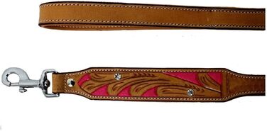 Нашийник для собак Pinklady Leder: шкіряний нашийник для собак, бежевий, карамельний, коричневий, рожевий, з перфорацією та стразами (150x2,5 см)