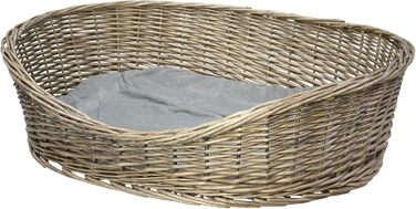 Корзина для собак Frank Flechtwaren Grey, Vollweide, сірого кольору, з поліестеру, 90 x 70 x 25 см