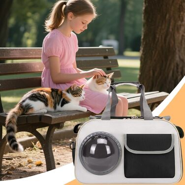 Транспортна сумка для кота Transportbox Katze - складана переноска для кота з вікном, дихаюча сумка-переноска для собак, котів, для подорожей літаком, кемпінгу, мотоцикла, авто (чорна)