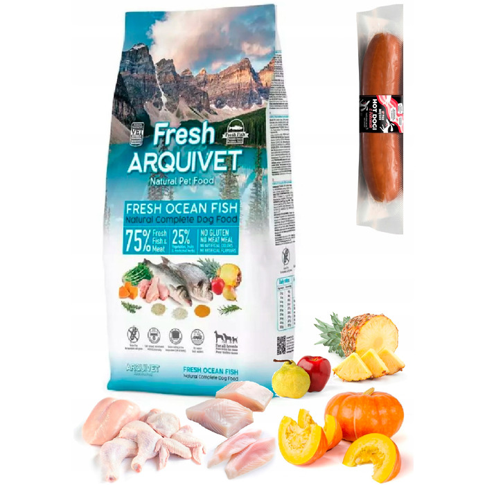 Вологий корм для собак ARQUIVET FRESH М'ясо та океанічна риба, 10 кг