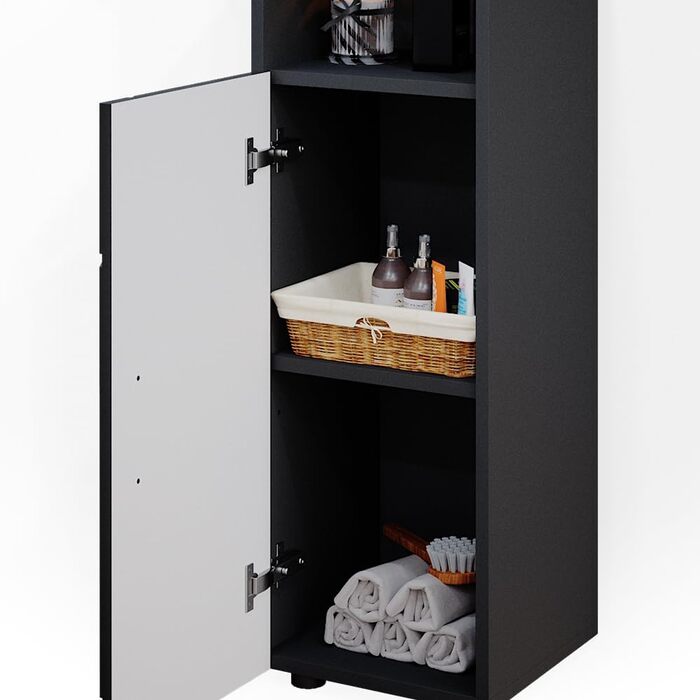 Пенал для ванної Vicco Irma, антрацит глянець, 30x95 см