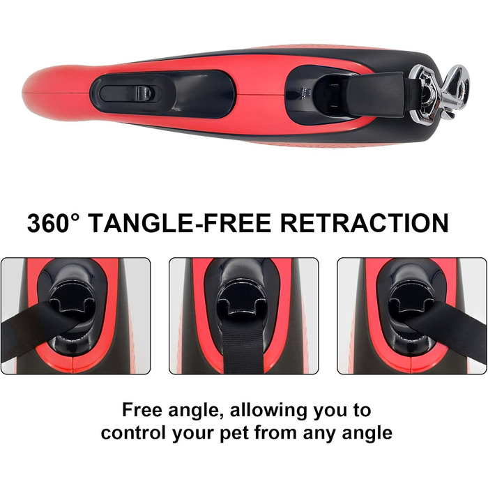 МоYouno Висувна поводок для собак 8 м з тримачем для відходів, червоний