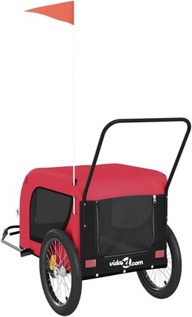 Причіп для велосипеда, переноска для собак, червоно-чорний, Oxford-тканина та метал, 94027