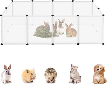 Клітка-вольєр для кроликів, морських свинок, дрібних тварин, без дверей, 145x75x48 см, прозора