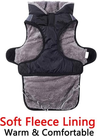 Тепла флісова нашийникова куртка для собак середніх порід, водонепроникна бавовняна куртка для холодної зими, чорний колір, розмір M