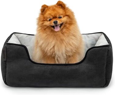 Крісло-ліжко для собак Lionto 2-в-1, 60x50 см, чорний/сірий, зручний вхід, м'яке, для собак та котів