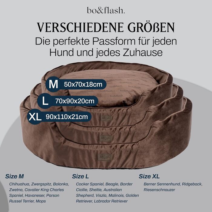 М'яке ліжко для собак Bo&fash San Diego - зручне диван для великих та середніх собак, з антиковзким покриттям, легко миється, бежевий колір (M)
