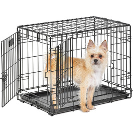 Кія для собак Midwest Homes for Pets Life Stages 1642DDU, велика, з подвійними дверцятами, металева, 107 см, з перегородкою, захист підлоги, вилка, чорна