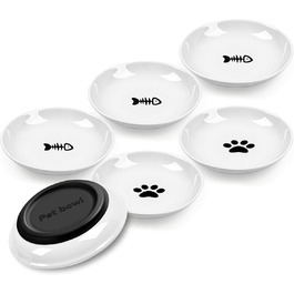 Набір мисок для котів з кераміки (6 шт.), анти-котячі вуса, широкі, протиковзкі, для корму та води