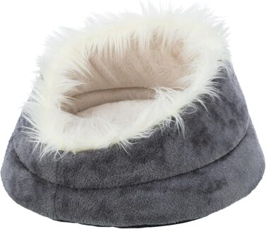 Кругле собаче ліжко TRIXIE Minou, діаметр 60 см, білий/сірий - м'яке ліжко для собак з Softplüsch, кошик для собак маленьких та середніх порід, неслизьке, 36299