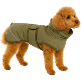 Зимовий теплий одяг для собак Flamingo Cujo, зелений, 30 см, поліестер, водовідштовхувальний, ізотермічна підкладка, липучка, світловідбиваючі смуги, отвір для шлейки, зелений, XXS