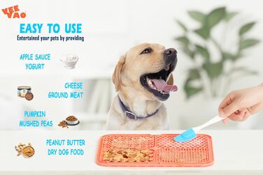 Килимок для собак великих порід VEEVAO XL, 30,5 x 25,4 см, силікон харчового класу, з присосками, для заспокоєння, проти нудьги, колір кораловий