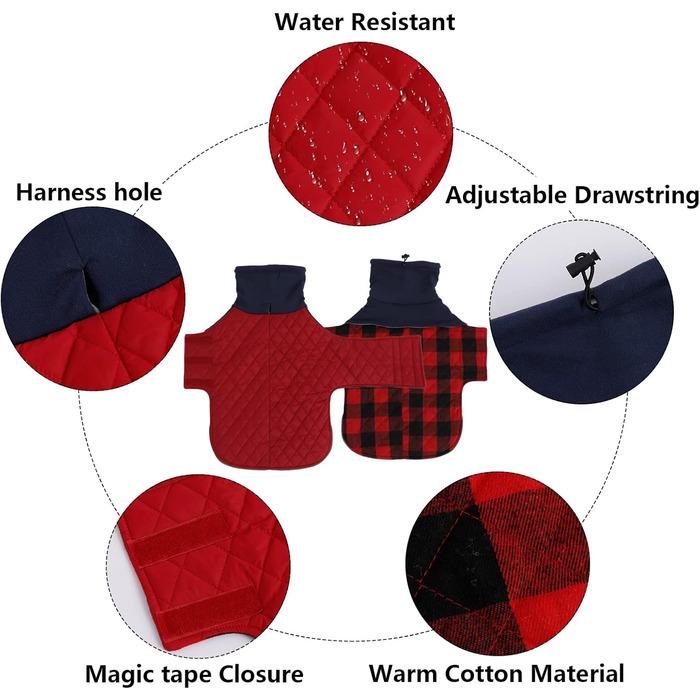 Теплий зимовий пуховик для такси, червоний, XL (довжина спини 46-49 см)