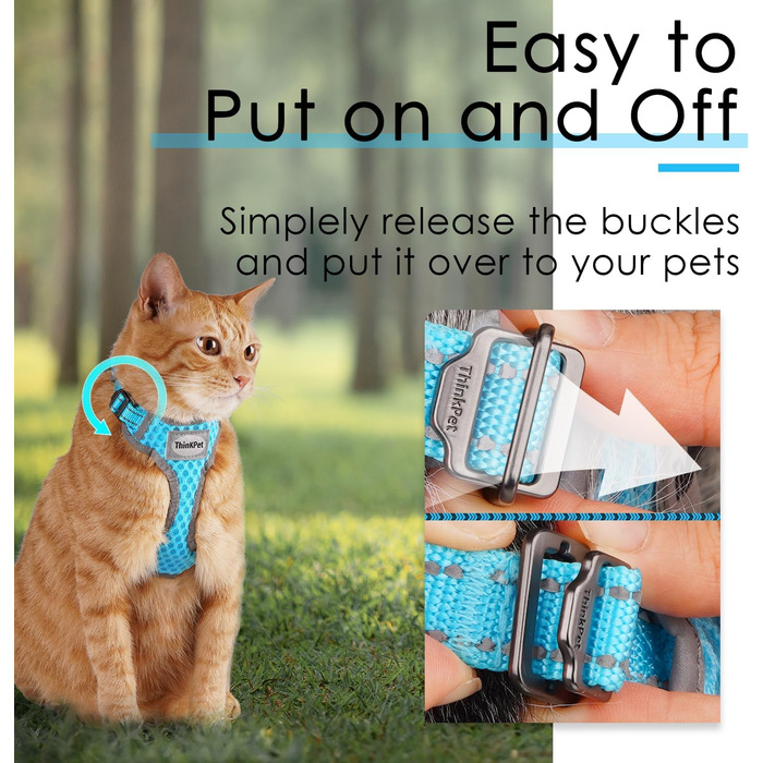 Шлейка для собак ThinkPet No-Pull, дихаюча, для малих, середніх та великих собак, регульована, м'яка, безпечна, з контролем, з підкладкою, світловідбиваюча