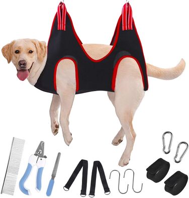 Гамак для догляду за котами та собаками 12-в-1 з гребінцем, пилочкою та кусачками для нігтів, інструмент для стрижки нігтів, купання, догляду за вухами та миття