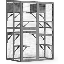 Вольтек (Wiltec) вольєр для котів 116 x 82 x 175,7 см, вольєр для котів з дерева з ПВХ-покриттям, 5 ярусів, для саду, балкону