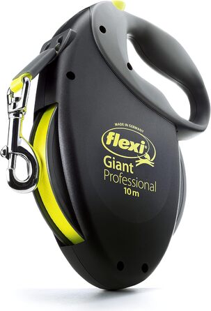 Рулетка для собак Flexi Giant Professional L 10 м, до 50 кг, чорна/неонова жовта