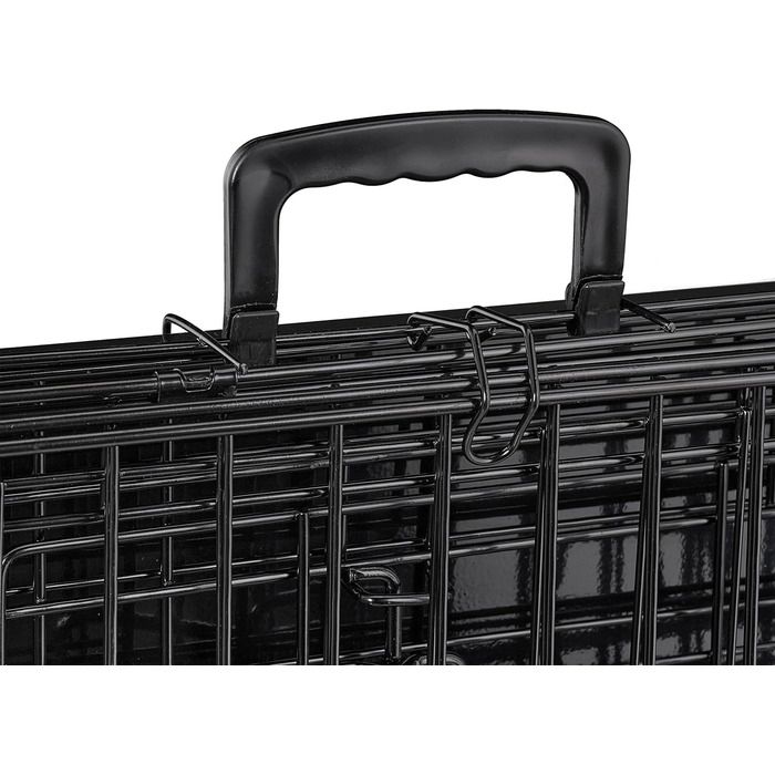 Клітка для собак Relaxdays, для дому та авто, HBT: 87 x 122 x 80 см, складана, з піддоном, 2 двері, ручка, сталь, чорна (розміри внутрішні: 46 x 62 x 51 см)