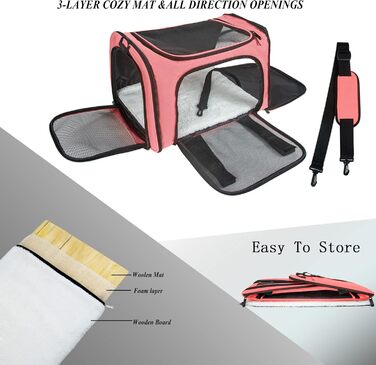 Транспортна переноска для котів та собак, складна, розмір M, Magenta