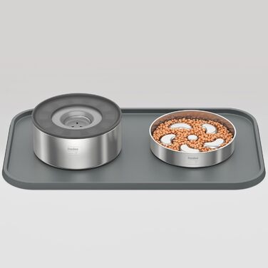 Підкладка під миски для котів та собак, силіконова, з високим бортиком, вологостійка, сіра