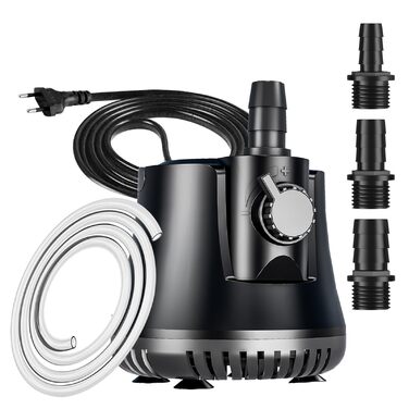 Помпа для акваріума та ставка 15W, занурювальна, надтиха, з регулятором, 2 насадки (2500 л/год)