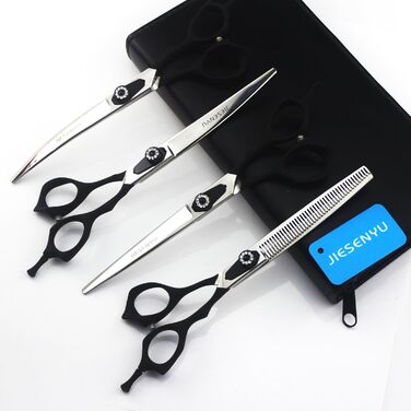 Набір професійних ножиць для грумінгу собак JIESENYU (6 дюймів) - 4 шт. (прямі, вигнуті, фінішні)